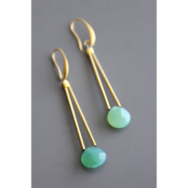 David Aubrey Jewelry Green Onyx Geometric Earrings