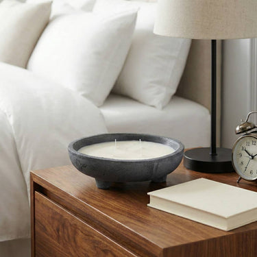 Scented Candle - Lemon Soy Wax Black Ceramic Footed, 46 Oz.