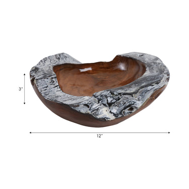 Decorative Bowl - Brown Wood Natural Burnt Edges, 12 in.