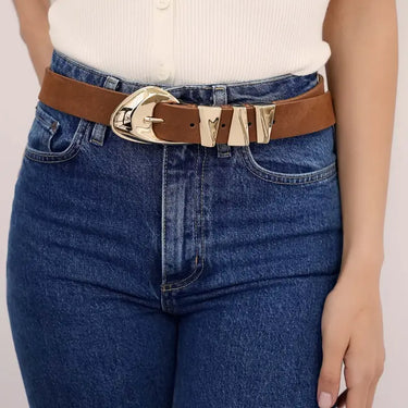 Ettika Modern Western Belt in Mocha