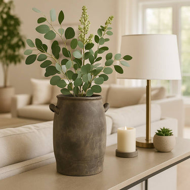 Decorative Vase - Brown Terracotta Textured Tall , 12 in.