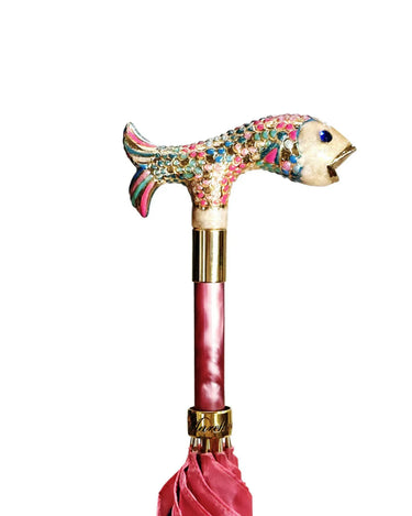 il Marchesato Pink Umbrella with Hand-Painted Jeweled Handle