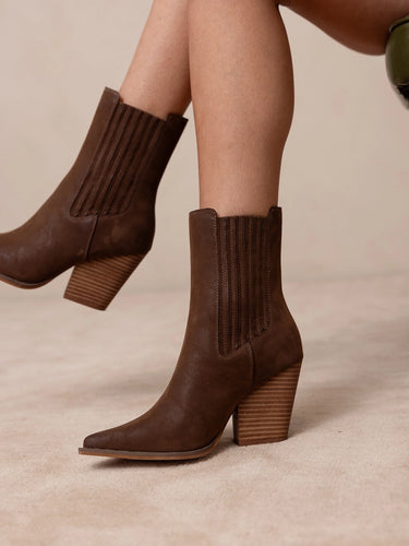 OASIS SOCIETY The Lydia | Coffee Suede Pointed Toe Western Bootie