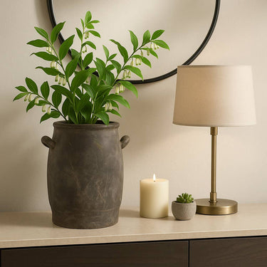 Decorative Vase - Brown Terracotta Textured Tall , 12 in.