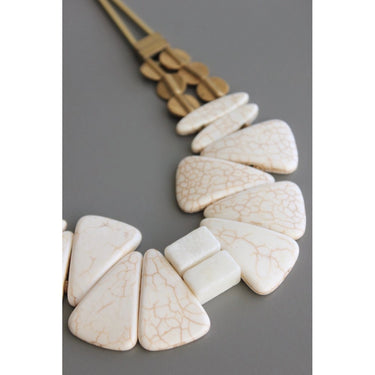 David Aubrey Jewelry Geometric White Stone Necklace