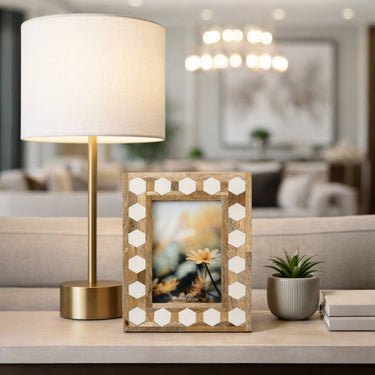 Resin Wood Hexagon Picture Frame Decor - White, 4x6 in.