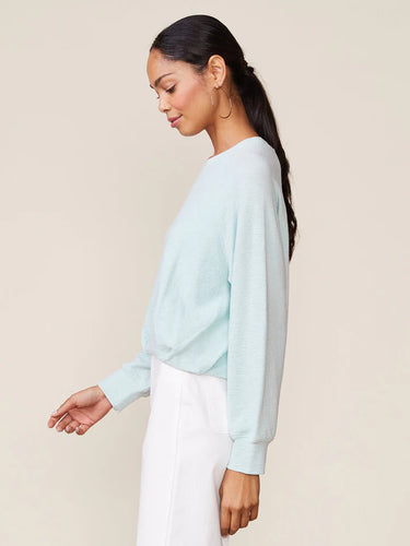 Anthem the Label Pleated Bubble Hem Raglan Nubby Pullover