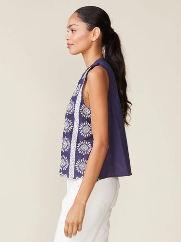 Anthem the Label Embroidered Cotton Button Tank