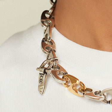 CXC Silver & Gold Choker Chain Calabrote