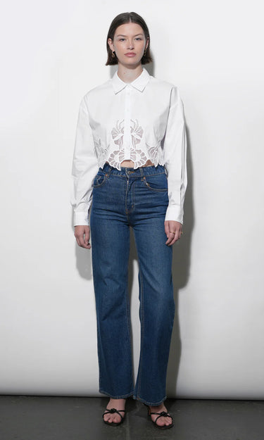 GREYLIN Finley Embroidered Hem Button Up Shirt