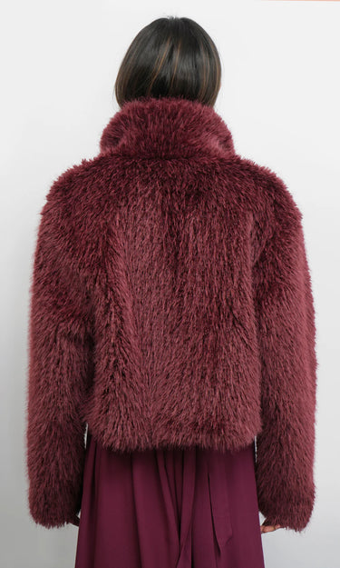 GREYLIN Maddox Shaggy Faux Fur Cropped Coat
