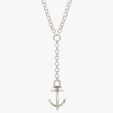 CXC Silver Long Anchor Chain Necklace