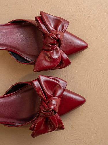 OASIS SOCIETY The Jane | Wine Pointed Toe Bow Accent Kitten Heel
