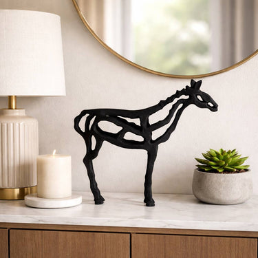 Decorative Sculpture - Black Metal Horse Illusion, 14 in.