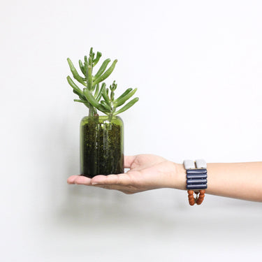 David Aubrey Jewelry Navy and Gray Glass and Magnesite Beaded Bracelet