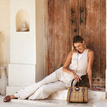 The Winding Road Large Rattan Riviera Handbag