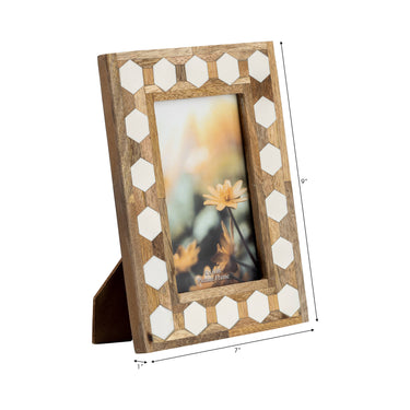 Resin Wood Hexagon Picture Frame Decor - White, 4x6 in.