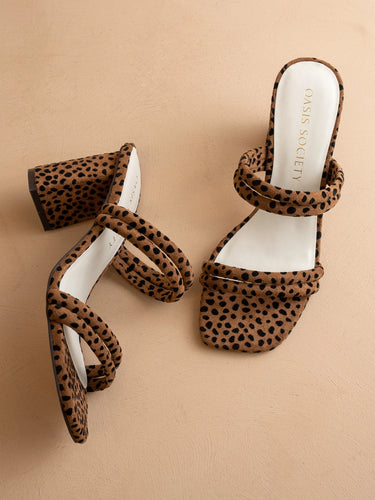 Oasis Society The Angela | Dark Cheetah Strappy Aligator Block Heel