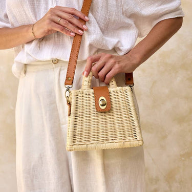 The Winding Road Ivory Rattan Petite Handbag