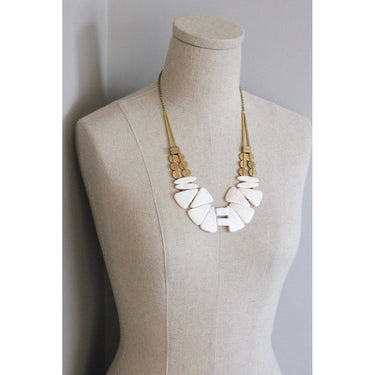 David Aubrey Jewelry Geometric White Stone Necklace