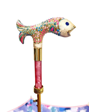 il Marchesato Pink Umbrella with Hand-Painted Jeweled Handle
