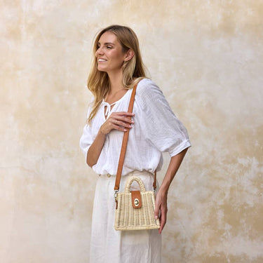 The Winding Road Ivory Rattan Petite Handbag