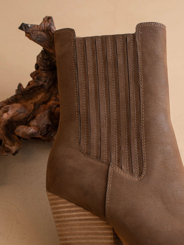 OASIS SOCIETY The Lydia | Coffee Suede Pointed Toe Western Bootie