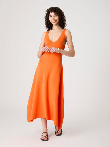 French Connection Fit & Flare V-Neck Knit Midi Dress