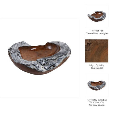 Decorative Bowl - Brown Wood Natural Burnt Edges, 12 in.