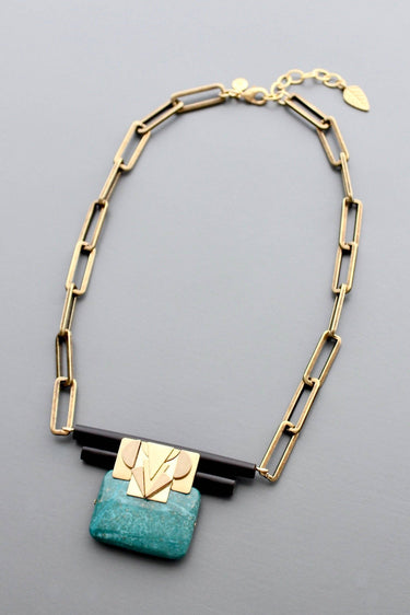 HYL519 Turquoise Artdeco necklace