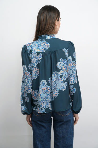 GREYLIN Cierra Button Up Tie Neck Blouse