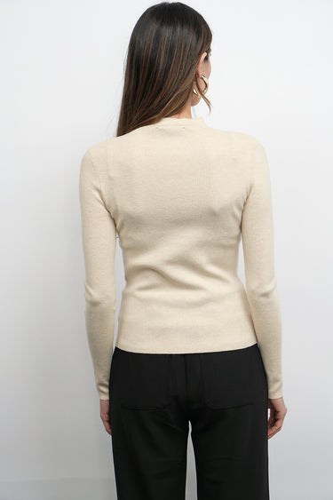 GREYLIN Bellamy Exposed Stitch Mock Neck Top
