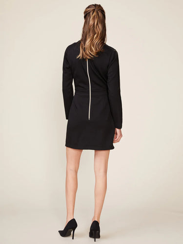 Anthem the Label Vegan Leather Ponte Mix Long Sleeve Sheath Dress