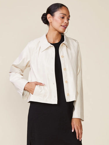 Anthem the Label Crinkle Faux Leather Button Front Jacket