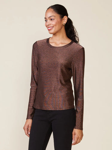 Anthem the Label Long Sleeve Glitter Fitted Crew Tee