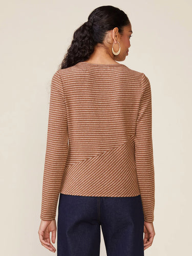 Anthem the Label Envelope Neckline Directional Stripe Mix Top