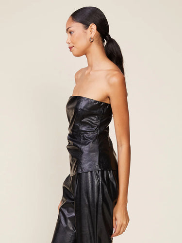 Anthem the Label Crinkle Faux Leather Strapless Top