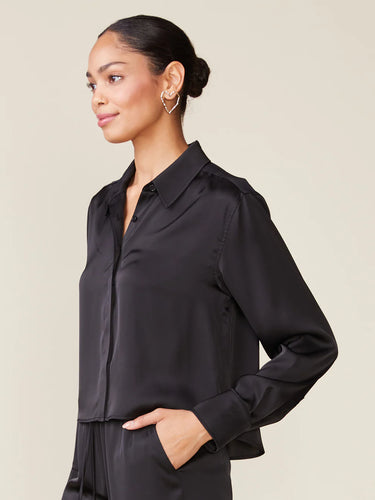 Anthem the Label Long Sleeve Satin Buttoned Top