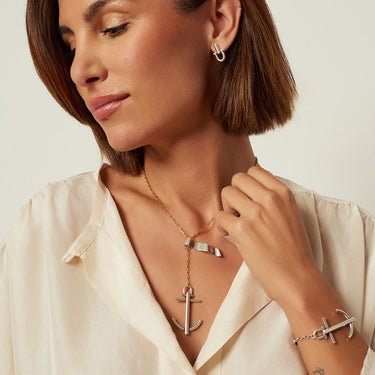 CXC Silver & Gold Anchor Slim Chain Necklace