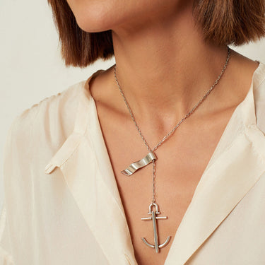 CXC Silver Anchor Slim Chain Necklace