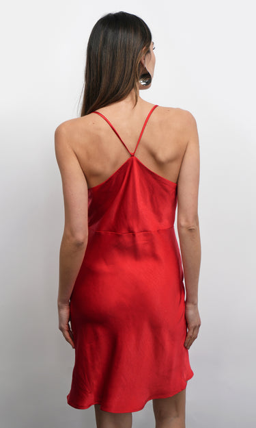GREYLIN Lune Cowl Neck Cross Strap Mini Dress