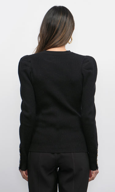 GREYLIN Dani Button Puff Sleeve Ribbed Knit Top