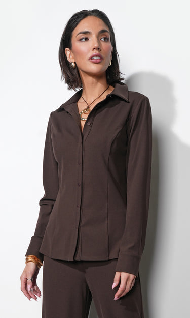 GREYLIN Margot Button Up Rib Knit Top