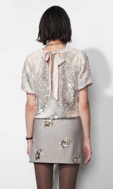 GREYLIN Grace Velvet Sequin Bubble Top