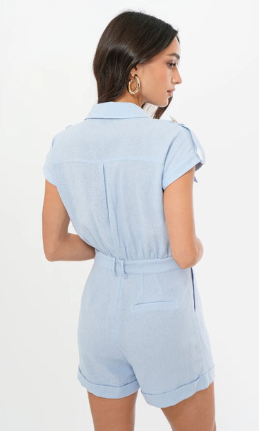 GREYLIN Ludi Linen Blend Button Down Romper