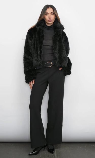 GREYLIN Maddox Shaggy Faux Fur Cropped Coat