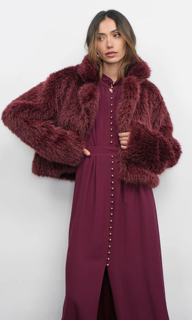 GREYLIN Maddox Shaggy Faux Fur Cropped Coat