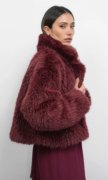GREYLIN Maddox Shaggy Faux Fur Cropped Coat