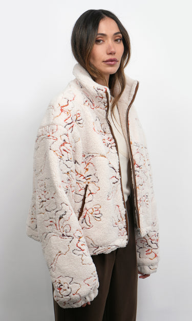 GREYLIN Jimi Embroidered Sherpa Bomber Jacket