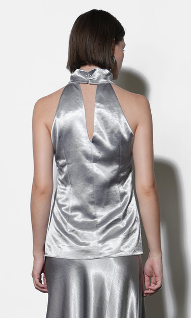 GREYLIN Addison Cowl Funnel Neck Halter Top